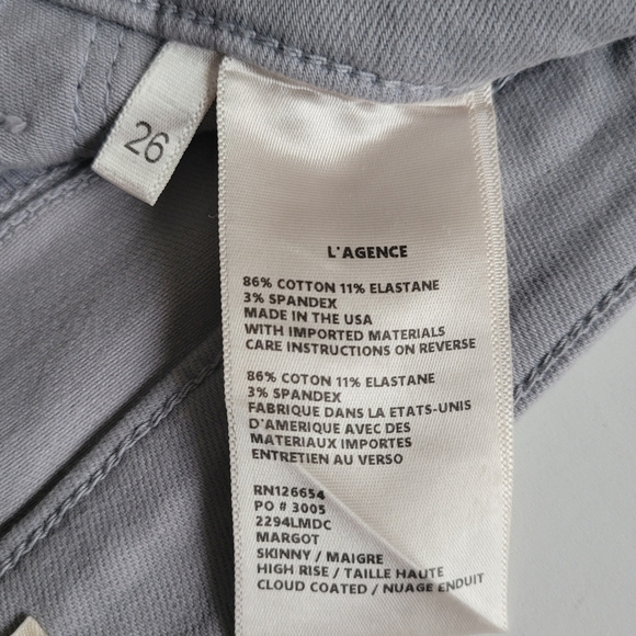 L'agence Margot High Rise Skinny Jeans 26 Gray - Picture 12 of 14